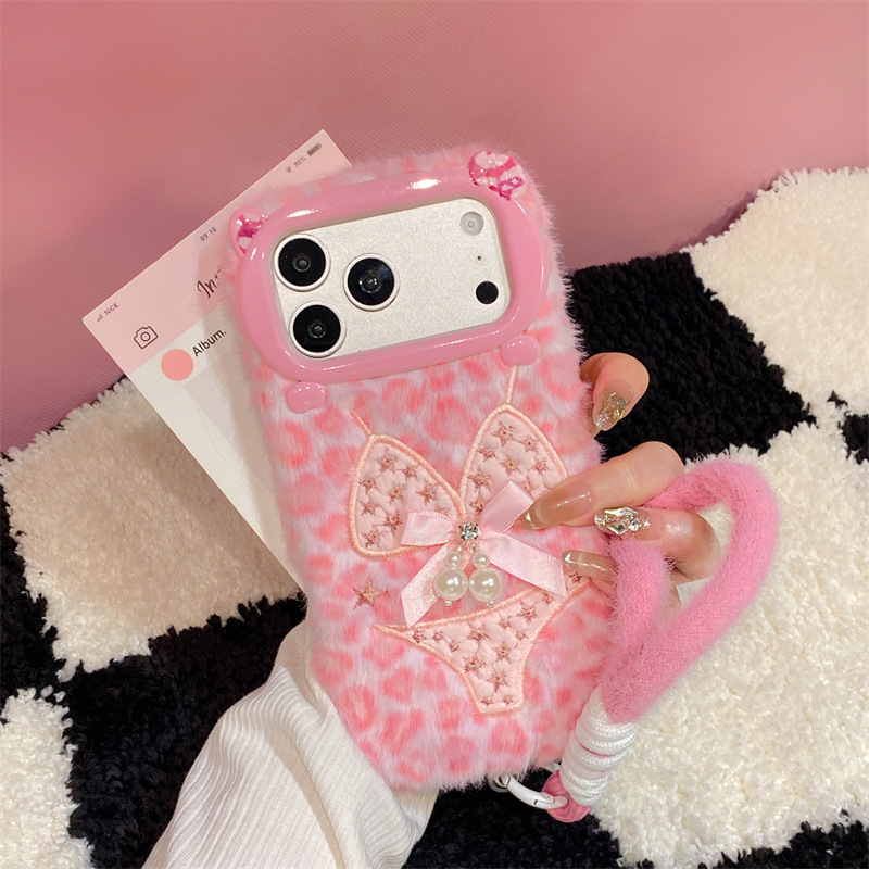Phone Cases For Iphone 16 - 럭셔리 레오파드 프린트 비키니 패턴 플러시