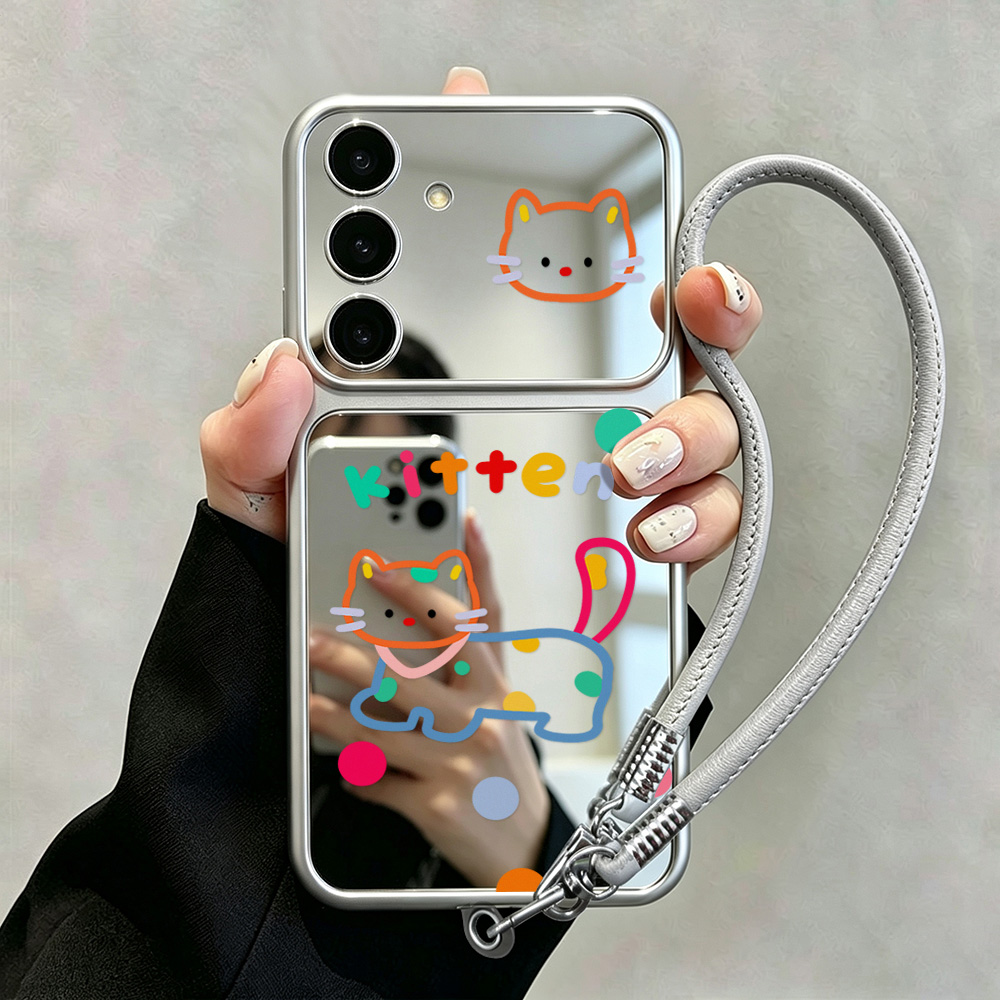 Phone Cases Galaxy A16 5G - 귀여운 고양이 디자인의 거울 케이스, 삼성