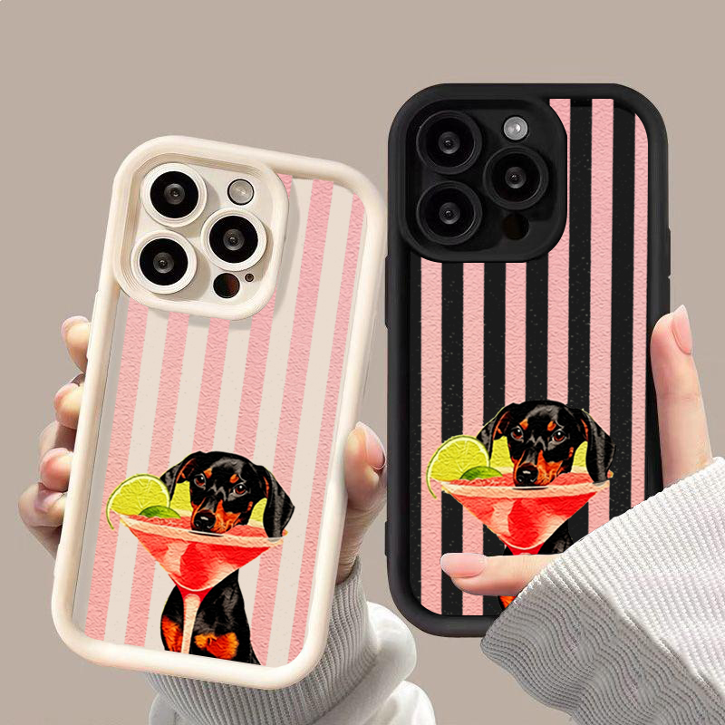 귀여운 강아지 스트라이프 프린트 충격 방지 폰 케이스  - Phone Cases Xiaomi 15 리뷰 및 가격